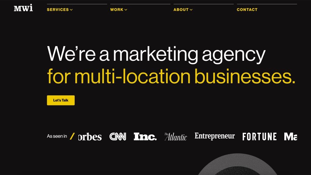 MWI agency homepage promoting marketing services for multi-location businesses