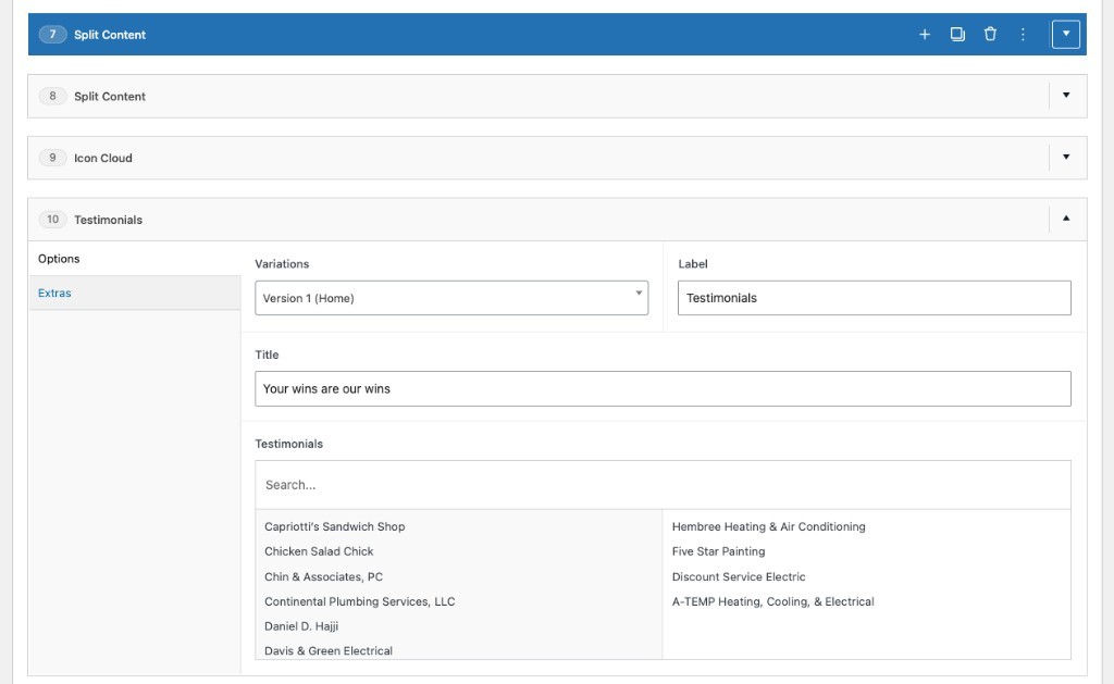 Scorpion ACF module system supporting several corporate marketing page types