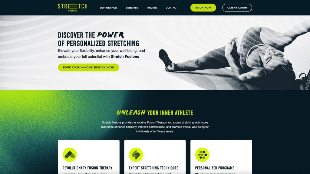 The Stretch Fusions stretching and therapy studio website