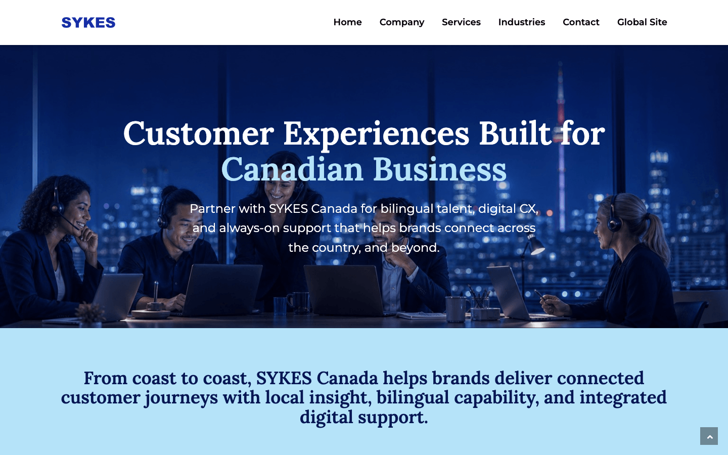 SYKES country website sharing the global header, typography, and component patterns
