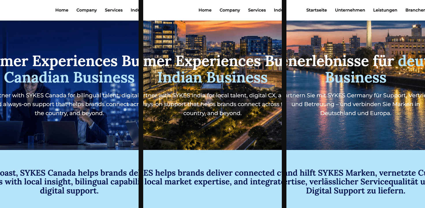 Multiple SYKES country websites using the same shared global design system
